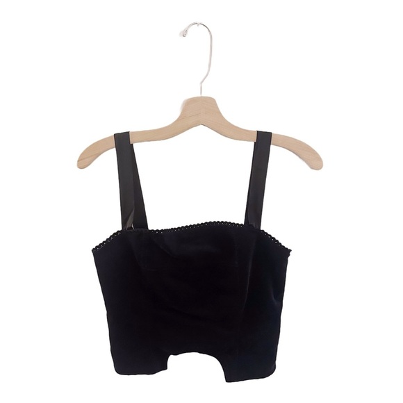 Urban Outfitters Velvet Crop Top Corset Tank Black - Picture 1 of 7